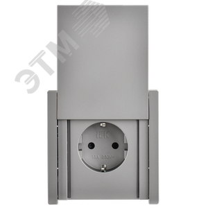 FORTE&PIANO Розетка 1-местная с заземлением с защитными шторками и крышкой безвинтовое крепление 16А IP44 FP519 сталь IEK - фото 2