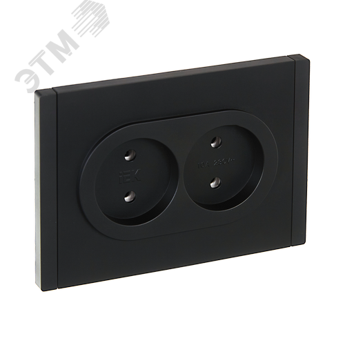 FORTE&PIANO Розетка 2-местная без заземления без защитных шторок безвинтовое крепление 10А FP126 черный IEK - фото 1