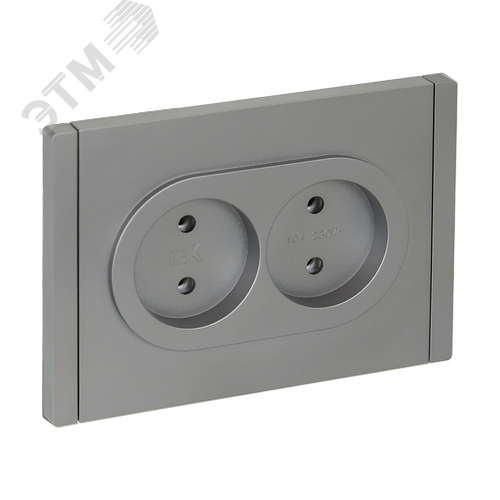 FORTE&PIANO Розетка 2-местная без заземления без защитных шторок безвинтовое крепление 10А FP526 сталь IEK - фото 1