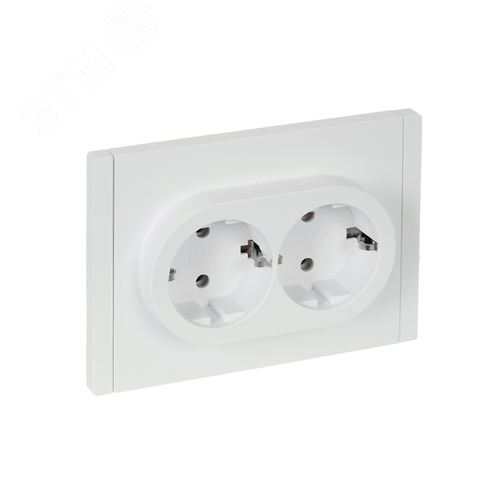FORTE&PIANO Розетка 2-местная с заземлением без защитных шторок безвинтовое крепление 16А FP224 белый IEK - фото 1