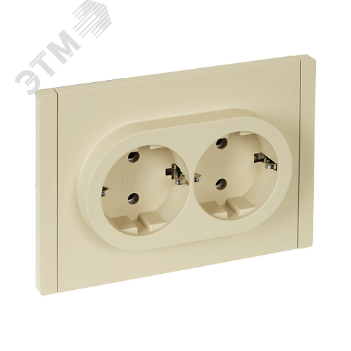 FORTE&PIANO Розетка 2-местная с заземлением без защитных шторок безвинтовое крепление 16А FP424 ваниль IEK - фото 1