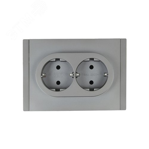FORTE&PIANO Розетка 2-местная с заземлением без защитных шторок безвинтовое крепление 16А FP524 сталь IEK - фото 2