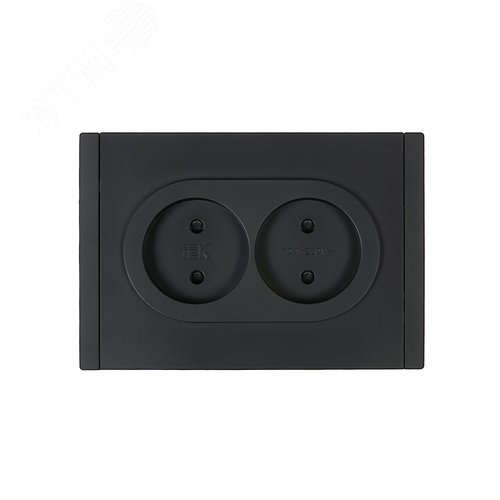 FORTE&PIANO Розетка 2-местная без заземления с защитными шторками безвинтовое крепление 10А FP125 черный IEK - фото 2