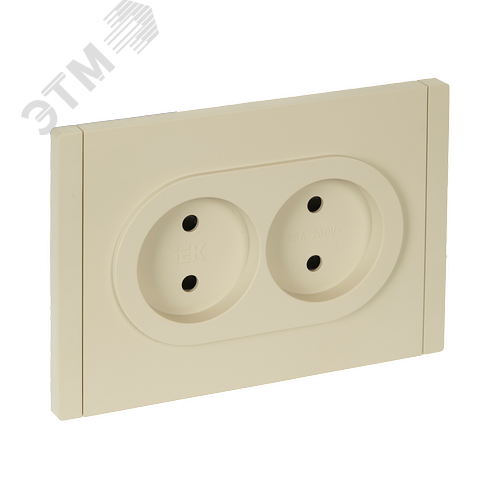 FORTE&PIANO Розетка 2-местная без заземления с защитными шторками безвинтовое крепление 10А FP425 ваниль IEK - фото 1