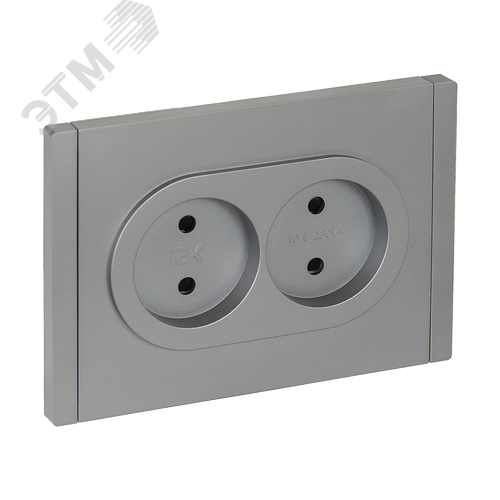 FORTE&PIANO Розетка 2-местная без заземления с защитными шторками безвинтовое крепление 10А FP525 сталь IEK - фото 1
