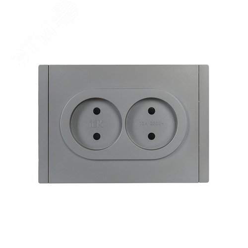 FORTE&PIANO Розетка 2-местная без заземления с защитными шторками безвинтовое крепление 10А FP525 сталь IEK - фото 2