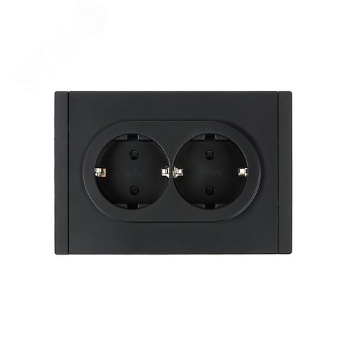 FORTE&PIANO Розетка 2-местная с заземлением с защитными шторками безвинтовое крепление 16А FP123 черный IEK - фото 2