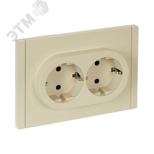 Изображение товара FORTE&PIANO Розетка 2-местная с заземлением с защитными шторками безвинтовое крепление 16А FP423 ваниль IEK (шт)
