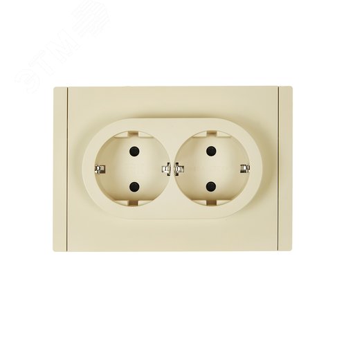 FORTE&PIANO Розетка 2-местная с заземлением с защитными шторками безвинтовое крепление 16А FP423 ваниль IEK - фото 2