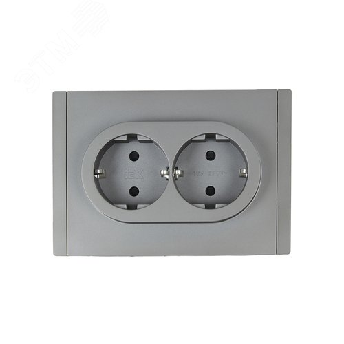 FORTE&PIANO Розетка 2-местная с заземлением с защитными шторками безвинтовое крепление 16А FP523 сталь IEK - фото 2