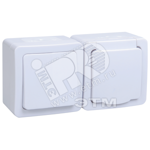 Гермес PLUS Блок наружный: выключатель одноклавишный и розетка с заземлением IP54 EBGMP20-K01-31-54-EC IEK