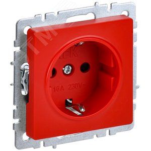 Изображение товара BRITE Розетка 1 пост с заземлением с защитными шторками 16А РС14-1-0-БрК красный (шт)