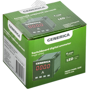 Амперметр цифровой щитовой однофазный 72х72 мм LED GENERICA - фото 2