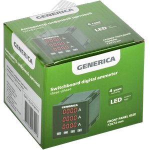 Амперметр цифровой щитовой трехфазный 72х72 мм LED GENERICA - фото 2
