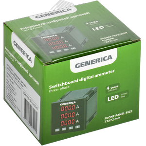 Изображение товара Амперметр цифровой щитовой трехфазный DO RS-485 72х72 мм LED GENERICA (шт)
