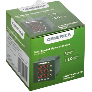 Амперметр цифровой щитовой трехфазный 96х96 мм LED GENERICA - фото 2