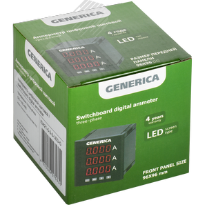 Амперметр цифровой щитовой трехфазный DO RS-485 96х96 мм LED GENERICA - фото 2
