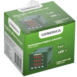 Вольтметр цифровой щитовой трехфазный 72х72мм LED GENERICA - фото 2