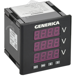 Изображение товара Вольтметр цифровой щитовой трехфазный 96х96мм LED GENERICA (шт)
