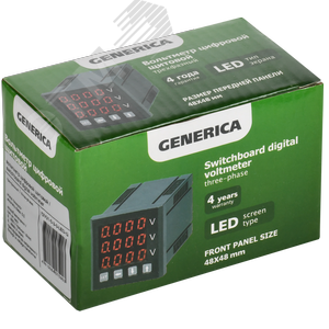 Вольтметр цифровой щитовой трехфазный 48х48мм LED GENERICA - фото 2