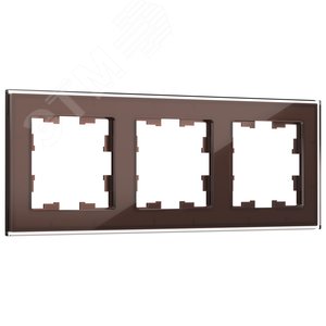 BRITE Рамка 3 поста РУ-3-2-БрТБ стекло темная бронза - фото 1