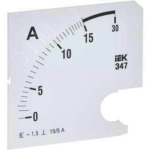 Шкала сменная для амперметра Э47 15/5А класс точности 1,5 96х96мм