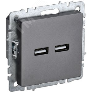 BRITE Розетка USB A+A 3.1А РЮ10-1-БрС сталь