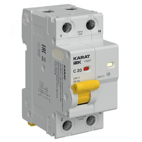 Изображение товара KARAT Устройство защиты от дугового пробоя c автоматическим выключателем 1P+N C 20A IEK (шт)