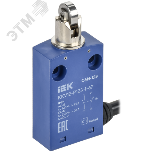 Выключатель концевой C6N-123 вертикальный толкатель с нажимным роликом IP67 - фото 1