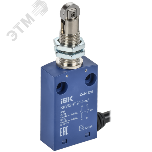 Выключатель концевой C6N-124 толкатель с нажимным роликом резьбовое крепление IP67 - фото 1