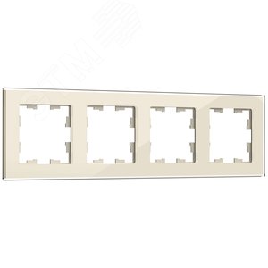 BRITE Рамка 4 поста РУ-4-2-БрВа стекло ванильный - фото 1