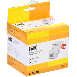 Датчик движения ДД 019 белый, максимальная нагрузка 1100 Вт, угол обзора 120 градусов, дальность 12м, IP44 - фото 2