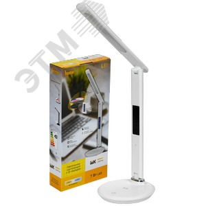Светильник LIGHTING светодиодный настольный 2011 7Вт на подставке QI-заряд USB-выход кожа белый - фото 3