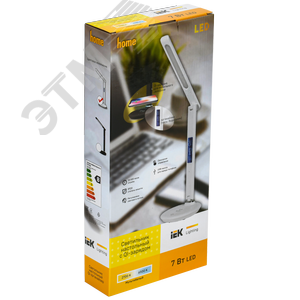 Светильник LIGHTING светодиодный настольный 2011 7Вт на подставке QI-заряд USB-выход кожа белый - фото 2