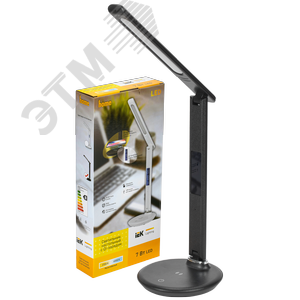 Светильник LIGHTING светодиодный настольный 2011 7Вт на подставке QI-заряд USB-выход кожа черный - фото 3