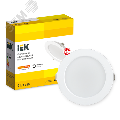 Светильник декоративный светодиодный LED встраиваемый ДВО 1612 белый круг 9Вт 3000К IP20 - фото 8