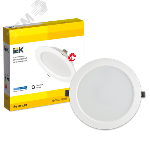 Светильник декоративный светодиодный LED встраиваемый ДВО 1615 белый круг 24Вт 6500К IP20 - фото 6