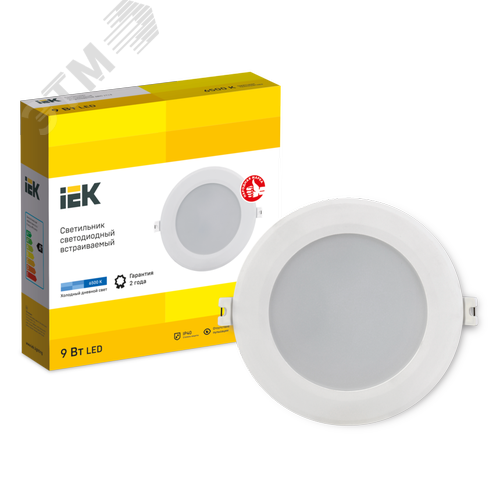 Светильник декоративный светодиодный LED встраиваемый ДВО 1713 белый круг 9Вт 6500К IP40 - фото 6