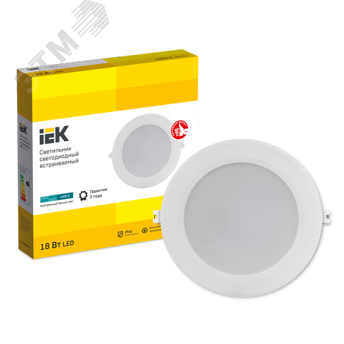 Светильник декоративный светодиодный LED встраиваемый ДВО 1716 белый круг 18Вт 4000К IP40 - фото 6