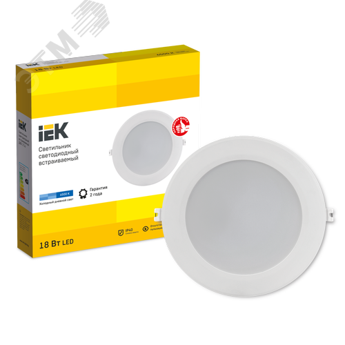 Светильник даунлайт светодиодный встраиваемый ДВО 1716 белый круг 18Вт 6500К IP40 - фото 6