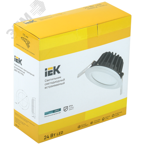 Светильник декоративный светодиодный LED встраиваемый ДВО 1821 PRO белый круг 24Вт 4000K IP54 - фото 5