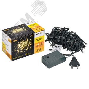 Гирлянда нить 10 м 100 светодиодов теплый белый свет IP20 зеленый шнур 1,5 м 230 В контроллер 8 сцен LIGHTING - фото 3