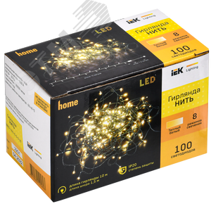 Гирлянда нить 10 м 100 светодиодов теплый белый свет IP20 зеленый шнур 1,5 м 230 В контроллер 8 сцен LIGHTING - фото 2