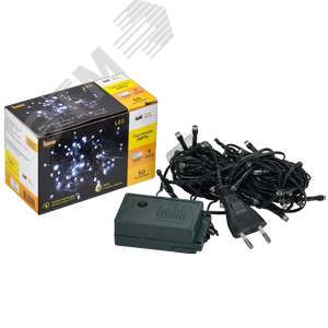 Гирлянда нить 5 м 50 светодиодов белый свет IP20 зеленый шнур 1,5 м 230 В контроллер 8 сцен LIGHTING - фото 3