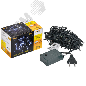 Гирлянда нить 10 м 100 светодиодов белый свет IP20 зеленый шнур 1,5 м 230 В контроллер 8 сцен LIGHTING - фото 3