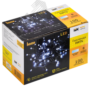 Гирлянда нить 10 м 100 светодиодов белый свет IP20 зеленый шнур 1,5 м 230 В контроллер 8 сцен LIGHTING - фото 2