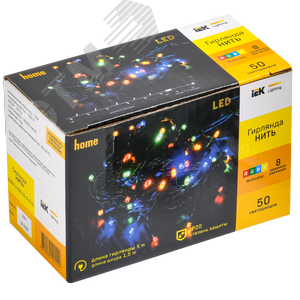 Гирлянда нить 5 м 50 светодиодов RGB IP20 зеленый шнур 1,5 м 230 В контроллер 8 сцен LIGHTING - фото 2