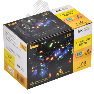 Гирлянда нить 10 м 100 светодиодов RGB IP20 зеленый шнур 1,5 м 230 В контроллер 8 сцен LIGHTING - фото 2