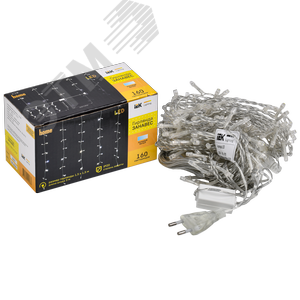 Гирлянда Занавес 1,5х1,5 м 160 светодиодов белый свет IP20 прозрачный шнур 3 м 230 В транзит LIGHTING - фото 3