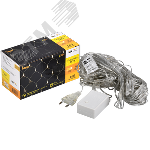 Гирлянда Сеть 1,5х1,5 м 160 светодиодов теплый белый свет IP20 прозрачный шнур 3 м 230 В контроллер 8 сцен LIGHTING - фото 3